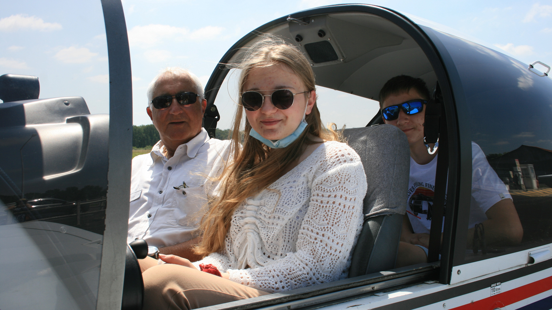 Smiles after returning from the flight with the Saumur Air Club instructor